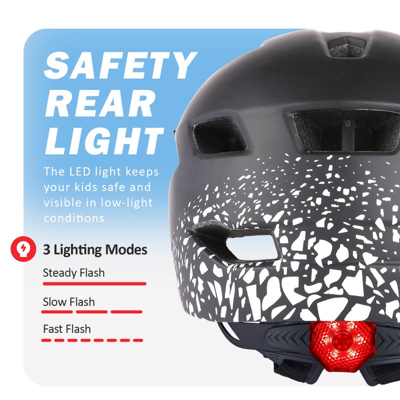 Bilaki Kids Bike Helmet, Boys Girls Helmets from Toddler to Youth, 2 Sizes for Child Ages 2-3-5-8-14 Years, Toddler Bicycle Helmet with Detachable Visor & LED Light, Adjustable Multi-Sport Helmet - Image 4
